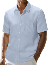Load image into Gallery viewer, Men's Summer Waffle Solid Pocket Casual Short Sleeve Shirt