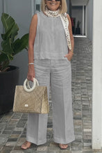 Load image into Gallery viewer, Cotton and linen sleeveless suit