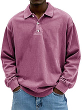 Load image into Gallery viewer, Men's Fashion Retro Washed Distressed Cotton Lapel Long Sleeve Polo Shirt