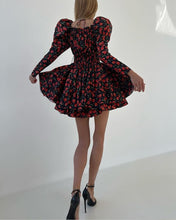 Load image into Gallery viewer, Elegant Lace-Up Print Mini Dress