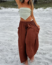 Load image into Gallery viewer, Solid Cotton Linen Loose Wide Leg Casual Pants
