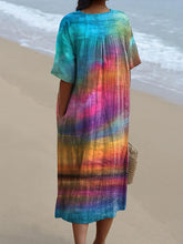 Load image into Gallery viewer, Oil Painting Sunset Scenery Art Printed Women's Flowy Dress
