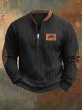 Load image into Gallery viewer, Men&#39;s Vintage Knit Print Zip-Up Sweatshirt