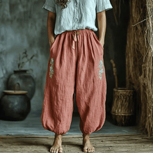 Load image into Gallery viewer, Women's Linen Bohemian Style Cropped Harem Trouser Pants