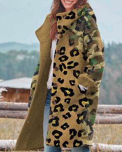 Vintage Camouflage Leopard Print Hooded Casual Jacket