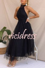 Load image into Gallery viewer, Fairy Vibes Tulle Gathered Detail Halter Maxi Dress