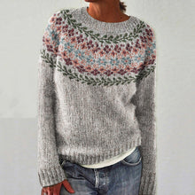 Load image into Gallery viewer, Vintage Tribal Floral Geometry Icelandic Knit Pullover Sweater