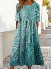 Load image into Gallery viewer, Women's Casual Round Neck Half Sleeve Contrast Print Dress