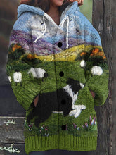 Load image into Gallery viewer, Fun Shepherd Dog With Sheep Vintage Cozy Knit Cardigan