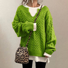 Load image into Gallery viewer, Casual Knit V Neck Linen Pattern Sweater
