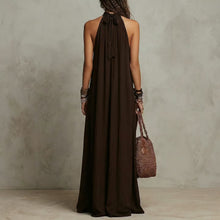 Load image into Gallery viewer, Dark Brown Halter Neck Minimalist Long Dress