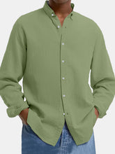 Load image into Gallery viewer, Men's Lapel Cotton And Linen Loose Casual Long-sleeved Shirt