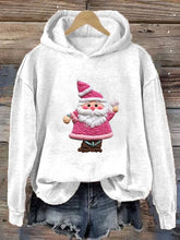 Load image into Gallery viewer, Women&#39;s Pink Santa Print Hoodie