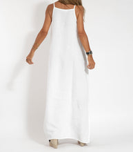 Load image into Gallery viewer, Elegant Solid Color Cotton Linen Sleeveless Long Dress