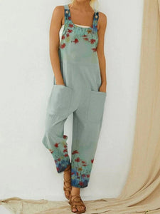 Women's Retro Abstract Printed Camisole Jumpsuit