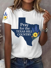 Load image into Gallery viewer, 💙texas Strong💪women's Pray For The Texas Hill Country Print Round Neck T-shirt