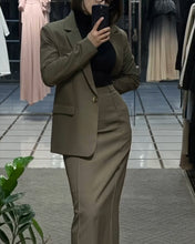 Load image into Gallery viewer, Commuter Lapel Blazer &amp; Overskirt Two-Piece Set