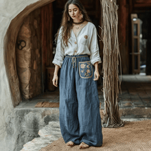Load image into Gallery viewer, Women's Linen Bohemian Style Wide-leg Trousers Pants