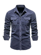 Load image into Gallery viewer, Men's Casual Corduroy Double Pocket Solid Color Long Sleeve Shirt