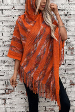 Load image into Gallery viewer, Stylish Colorful Striped Tassel Hem Knitted Hooded Shawl Cape