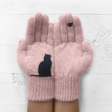 Load image into Gallery viewer, Warm Cat Bird Print Wool Knitted Gloves