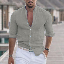 Load image into Gallery viewer, Men's Linen Shirt Shirt Summer Shirt Beach Shirt Collar Long Sleeve