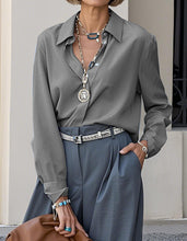 Load image into Gallery viewer, Elegant Solid Color Lapel Casual Long Sleeve Shirt