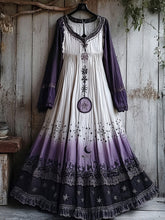 Load image into Gallery viewer, Women's Retro Tribal Star And Moon Gradient Design Long Dress