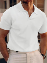 Load image into Gallery viewer, Men's waffle polo V-neck short sleeve t-shirt