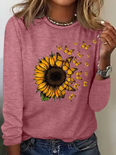 Load image into Gallery viewer, Women&#39;s Butterfly Sunflower Print Casual Long Sleeve Shirt