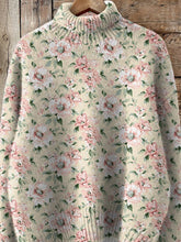 Load image into Gallery viewer, Oil Painting Peony Floral Pattern Printed Knit Turtleneck Pullover Sweater