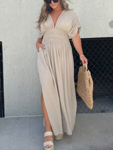 Load image into Gallery viewer, Slit V-Neck Effortless Maxi Long DreSS