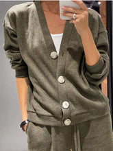 Load image into Gallery viewer, Women's Knitted Buttoned Jacket and Pants Two-piece Set