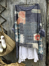 Load image into Gallery viewer, Vintage Patchwork Embroidery Art Linen Blend Blouse