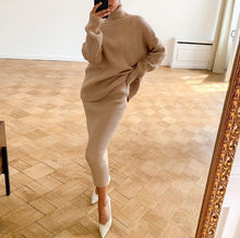 Load image into Gallery viewer, Casual Turtleneck Sweater Loose Version Skirt Suit