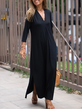 Load image into Gallery viewer, Casual Solid Color V-neck Comfortable Dress