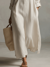 Load image into Gallery viewer, Vintage Lightweight Linen Maxi Shirt Dress In Natural Cream