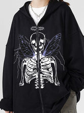 Load image into Gallery viewer, Gothic Dark Print Long Sleeve Hooded Print Jacket