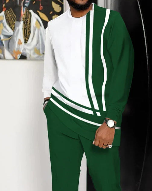 Men's Casual Color Blocking Long Sleeve Walking Suit-165