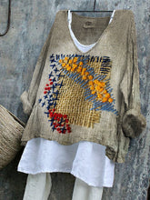 Load image into Gallery viewer, Colorful Embroidered Stitched Textile Art Linen Blend Tunic