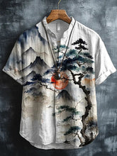 Load image into Gallery viewer, Men's Ink Art Landscape Painting Print Short Sleeve Shirt