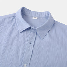 Load image into Gallery viewer, Men's Cotton And Linen Striped Texture Comfortable Pocket Daily Short-sleeved Shirt