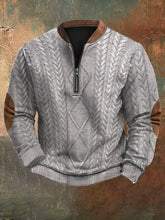 Load image into Gallery viewer, Men's Vintage Knit Print Zip-Up Sweatshirt