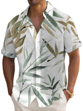 Load image into Gallery viewer, Men's Hawaiian Ink Bamboo Leaf Print Short Sleeve Shirt