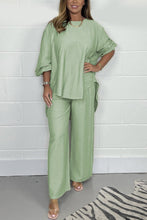 Load image into Gallery viewer, Satin crew neck casual suit