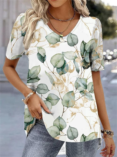 Women's Floral Holiday Weekend Print Short Sleeve Casual T shirt