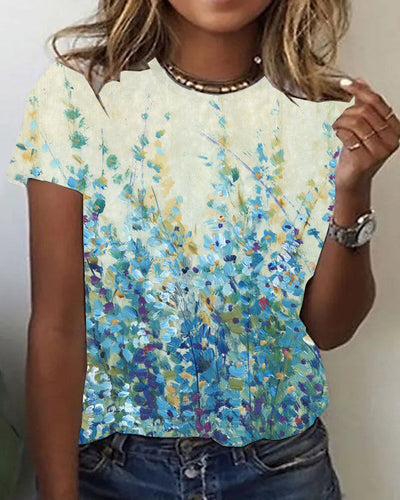 Casual Floral-Print Short Sleeve Shirts&Topss