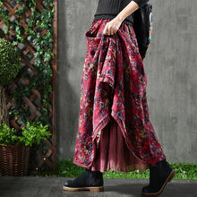 Load image into Gallery viewer, Woman Floral Loose Casual Cotton Linen Skirts