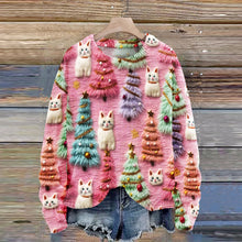 Load image into Gallery viewer, Christmas Tree Cute Cat 3D Print Knit Pullover Sweater