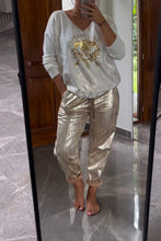 Load image into Gallery viewer, Fashionable Sequin Top And Bronzing Trousers Two-piece Set